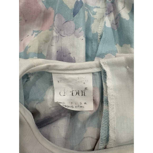 Vtg Girls Toddler Floral Lace Dress 3t Puff Sleeve Pastel Cottagecore Praire - Picture 5 of 7